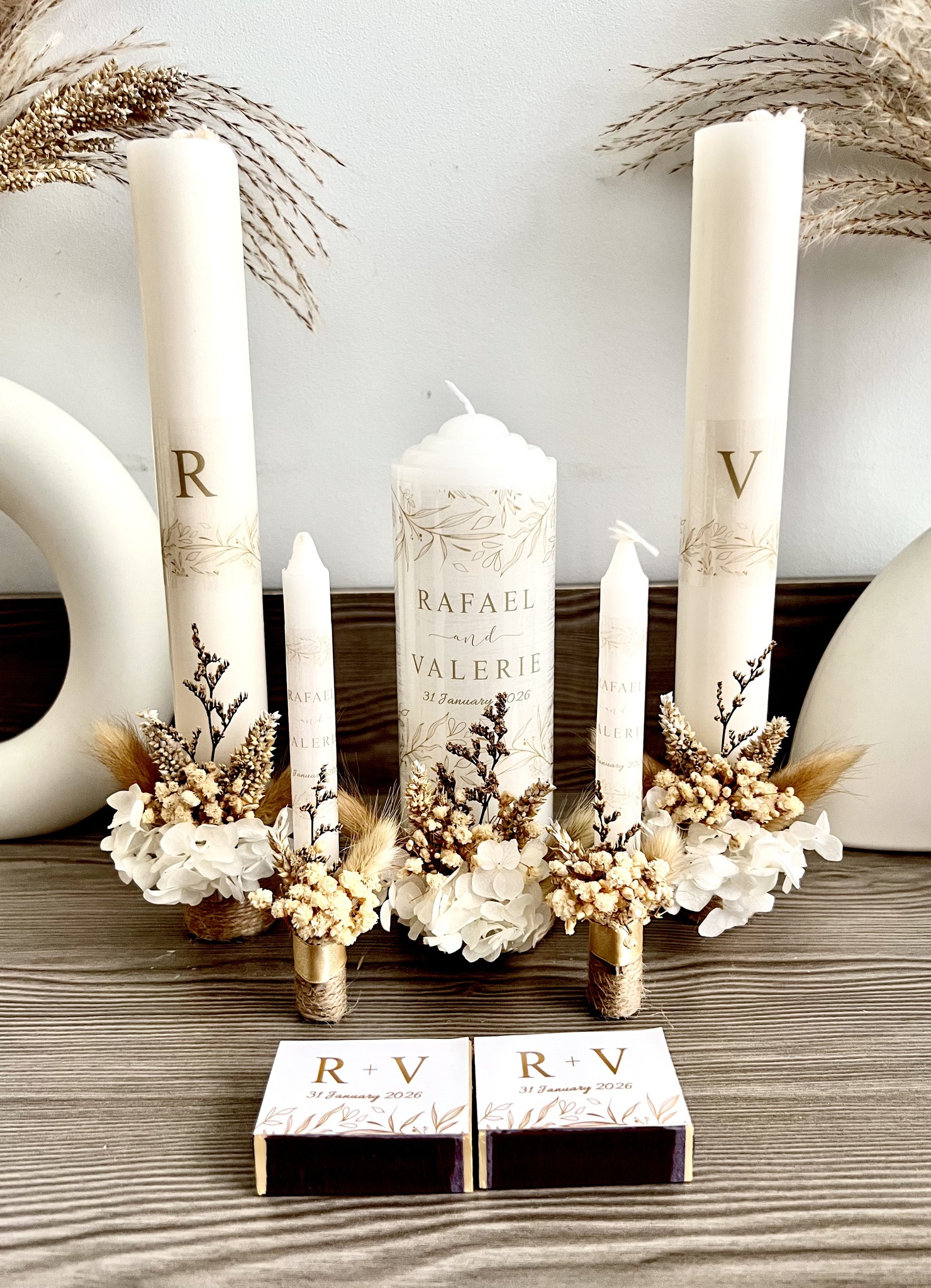 Personalised wedding candle set by Miles Prints Lumina